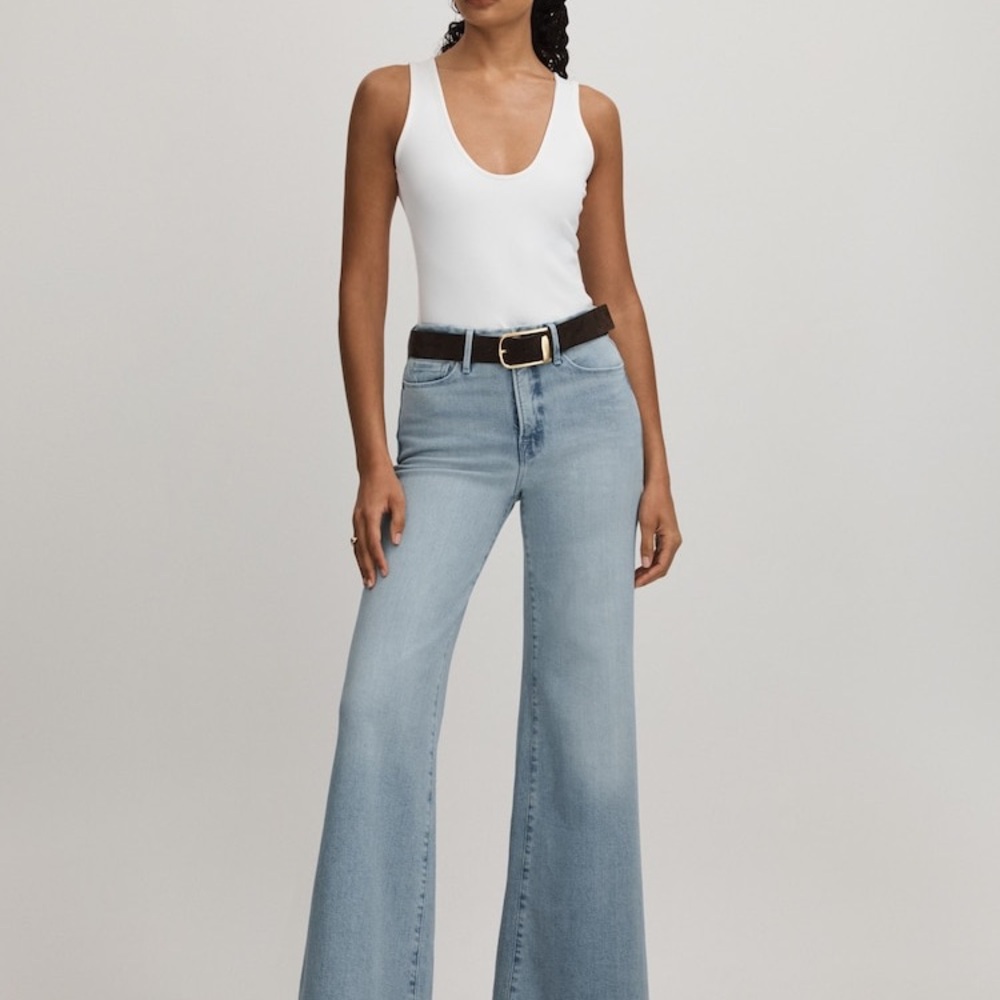 Good American Sky Blue Flare Jeans